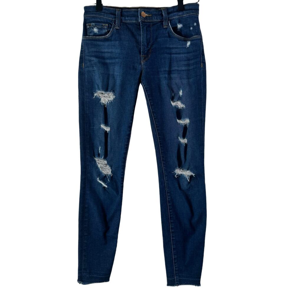 J Brand Womens Cropped Jeans Demented Troubl Mid Rise Distressed Raw Hem 27